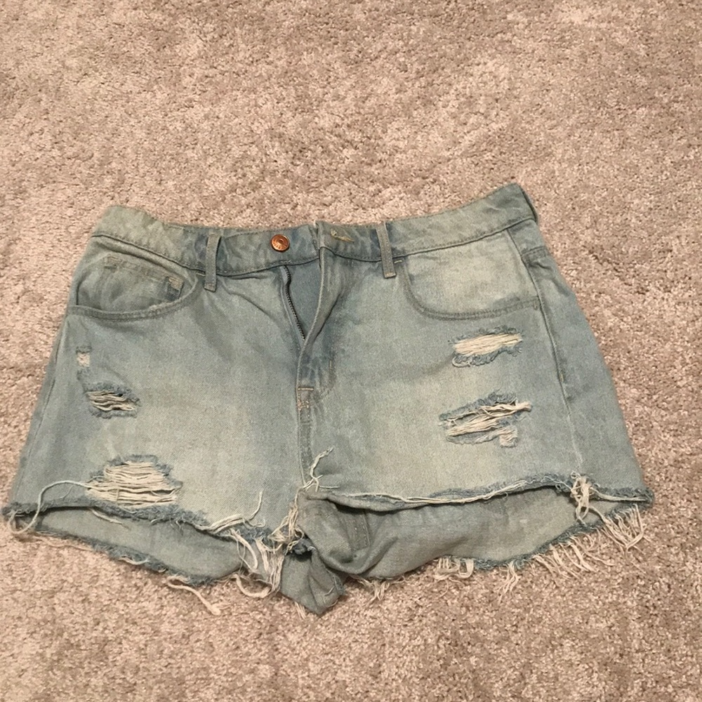 High waisted denim shorts